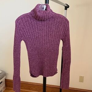 American Eagle Outfitters Raspberry Ribbed Turtleneck Sweater